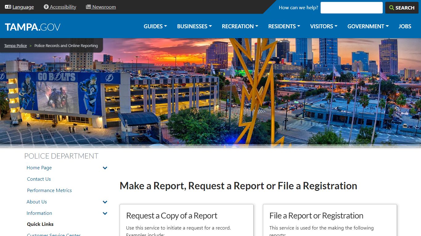 Police Records and Online Reporting | City of Tampa