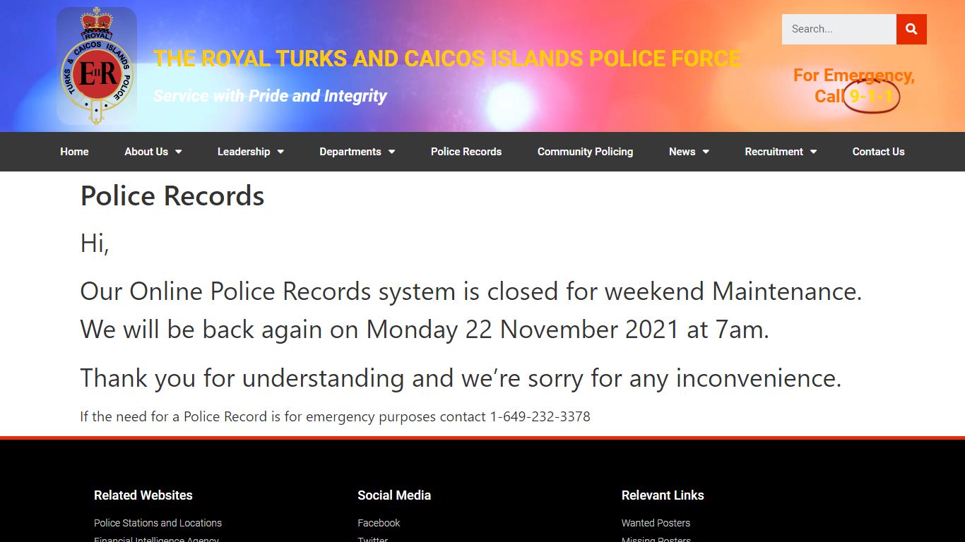 Police Records – Royal Turks and Caicos Island Police